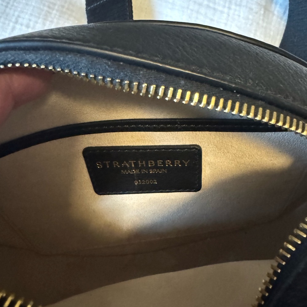 Strathberry Floral Embellished Oval Crossbody in Black and Blue - Picture 4 of 4